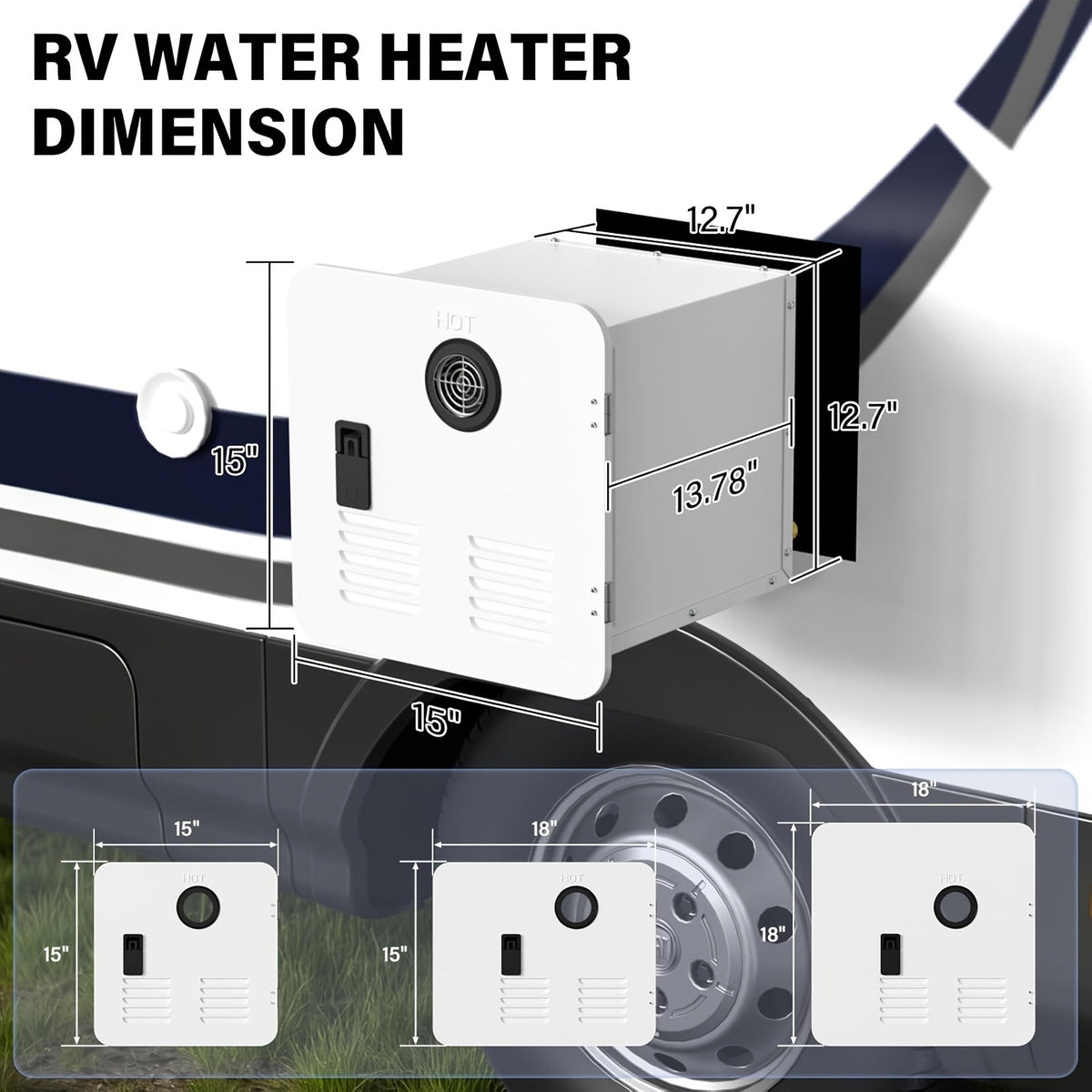 Newly Upgraded Instant Water Heater for RVs | Front Outlet, Propane-Powered, Tankless, White Door, Suitable for High Altitudes and Ordinary Roads, Compatible with All RVs (68000BTU) - SEDEKE
