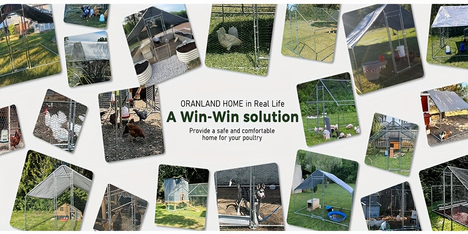 SNDM Chicken Coop Large Metal Chicken Run Upgrade Wire Mesh Chicken Pen with Water-Resident And Anti-Uv Cover, Duck Rabbit House Outdoor