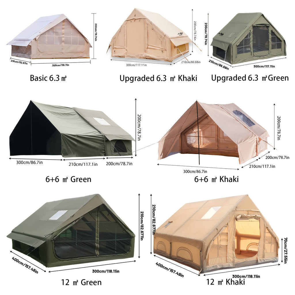 PAKICETUS Premium Inflatable Camping Tent For 4-6 Person, Summer Glamping With Quick Air-Flow & Breathable Mesh, 4 Season All-Weather Shelter, Luxury Large Air Tent With Manual Pump, Easy Setup Heavy-Duty Windproof Family Outdoor House