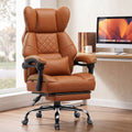 Ergonomic High Back Office Chair with Linkage Widened Armrest, Big&Tall Executive Office Chair, Gaming Chair, Thick Pocket Spring Wide Seated Cushion, Desk Chair with Retractable Footrest for Adults, Faux Leather/Corduroy/Fabric, OC-305