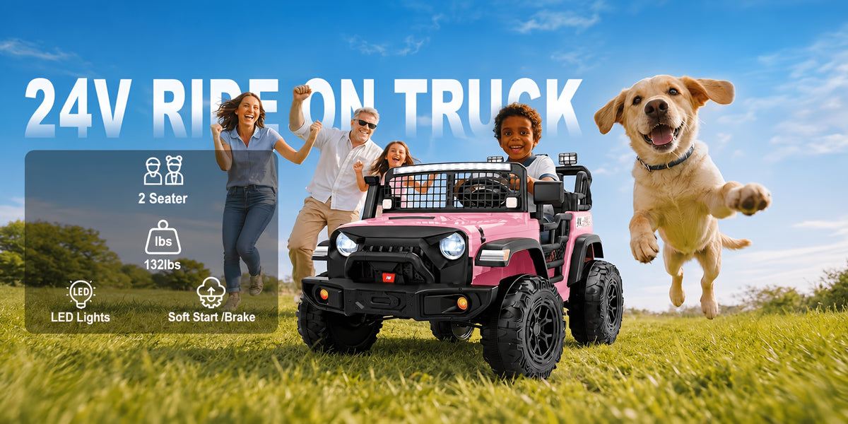 24V 4WD Kids Ride-On UTV Car with Parent Remote Control, 2-Seater, Music, LED Lights, All-Terrain Vehicle for Outdoor Fun, Ideal Gift for Boys And Girls