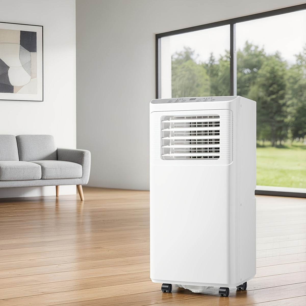 Compact Portable Air Conditioner, Smallest AC Unit with Powerful Cooling, Multi-Speed Fan, Dehumidifier, 24H Timer, Remote Control, Washable Filter & Wheels for Bedroom, Room, Office, Apartment