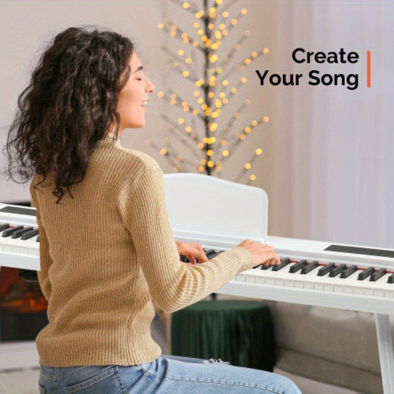 88 - Key Semi - Weighted Keyboard Digital Piano with Embedded Stand, White - GPP - 28.79/ 26.42gal