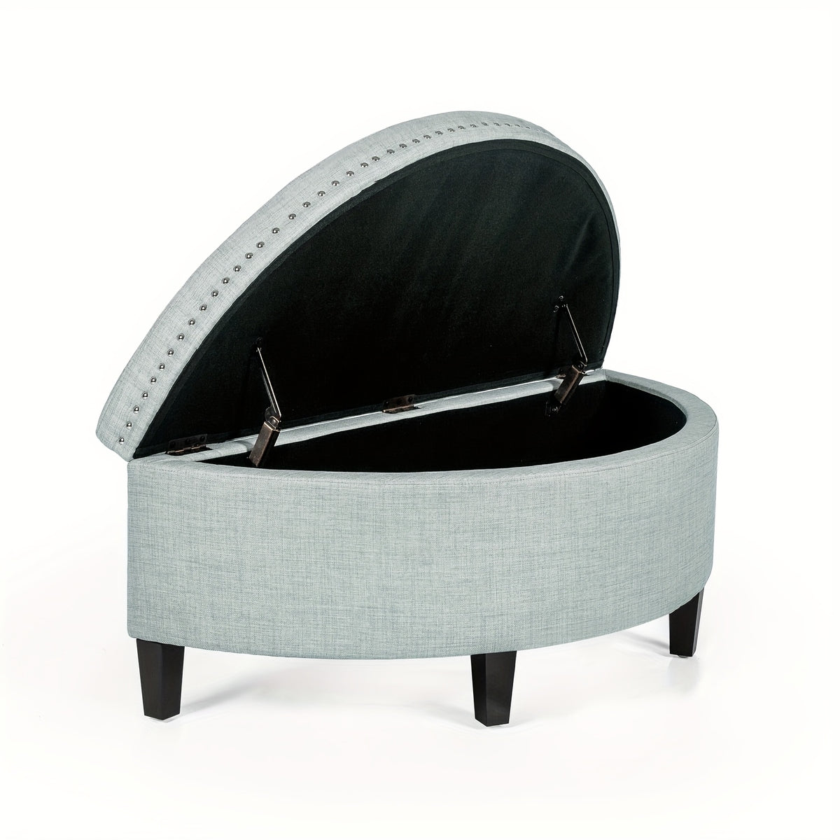 43.5" Velvet Storage Bench with Button Tufting Rivet Details Half Moon Ottoman for Living Room, Bedroom, Or Entryway Sturdy Hardwood Frame, Hidden Storage, Elegant Design, Living Room Seating Elegant Velvet Bench Velvet Upholstery, Bench for Bedroom