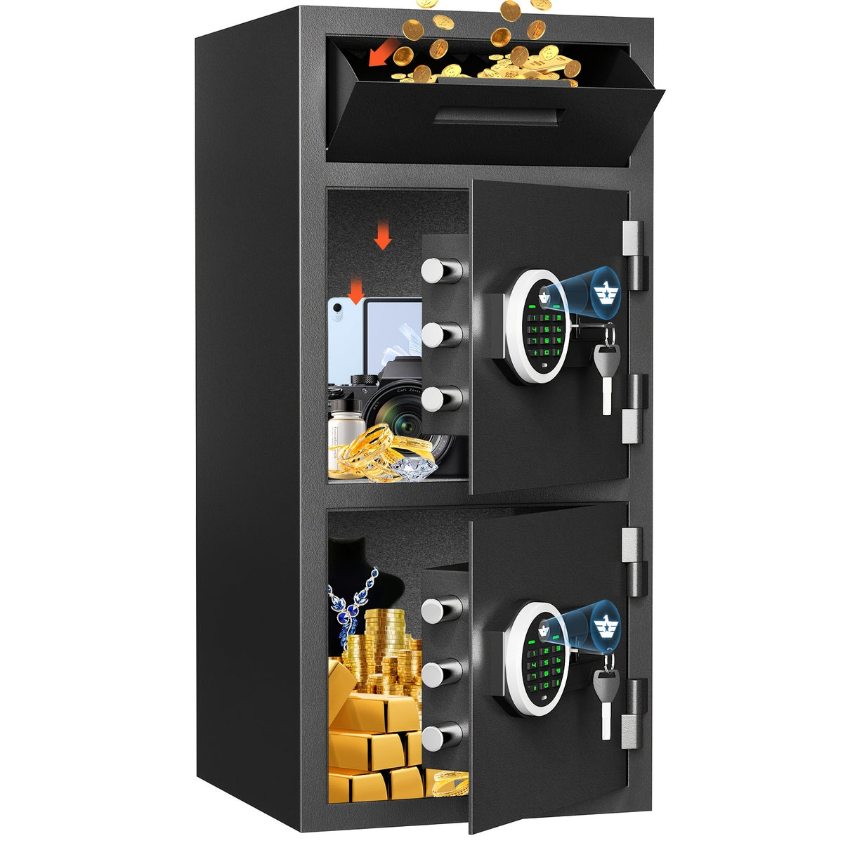 [Extra Large Safe Box] 6.5 Cu Ft Extra Large For Home Safe Box Fireproof With Drop Slot, Digital Drop Safe With Double Door And Key Hook, Money Safes With Backlit Keypad And Dual Alarm For Home Office Business