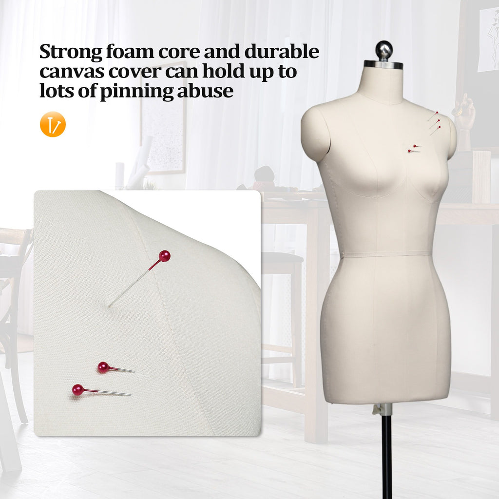 Bonnlo Female Sewing Mannequin, Size 6 Professional Dress Form for Display and Tailor Design, Height Adjustable Torso with Stable Metal Base