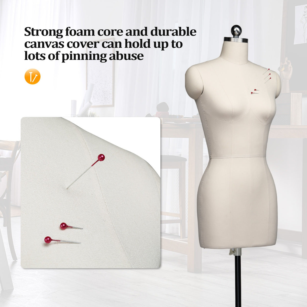 Bonnlo Female Sewing Mannequin, Size 6 Professional Dress Form for Display and Tailor Design, Height Adjustable Torso with Stable Metal Base