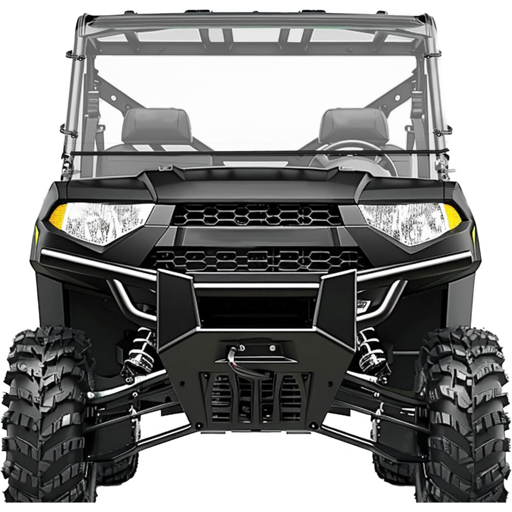 Full Windshield Compatible with 2009-2023 for Polaris Ranger XP 500 570 700 800 Full Size Round Cage Full Windscreen (Two pieces spliced together, Windproof Snow )