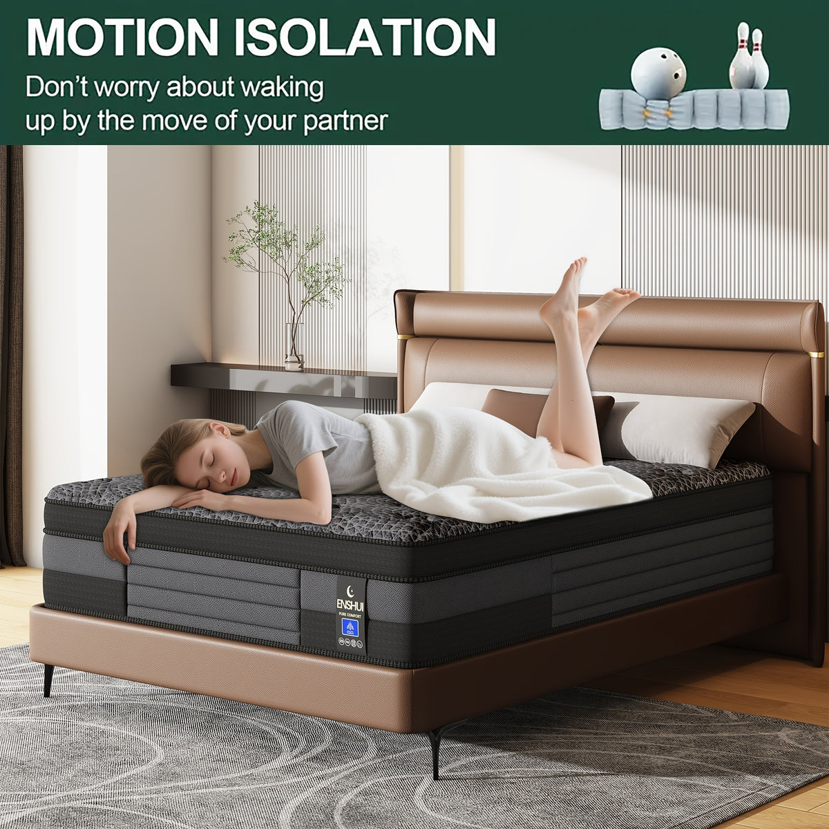 12/14 Inch Queen Size Mattress, King Size Mattress, Full Size Mattress, Twin Mattress in a Box with Memory Foam And Individual Pocket Springs, Motion Isolation, Pressure Relief, Medium Firm Feel, Cool And Comfortable Sleep, Edge