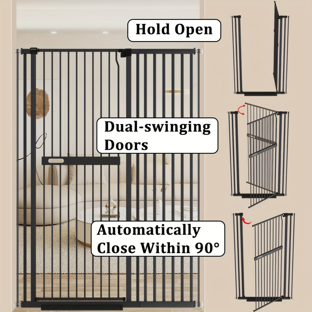 [Extra Tall Pet Gate] 61 Inch Extra Tall Pet Gate, 30.11"-52.7" Extra Wide Pressure Mounted Walk Through Swing Safety Cat Gates for Stairs, Doorways, Kitchen