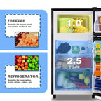 WANAI Mini Fridge with Freezer, 3.5 Cu.Ft Compact Refrigerator Freezer-on-Top Double Door, 7 Adjustable Thermostat, Small Freestanding for Bedroom Office Dorm Apartment
