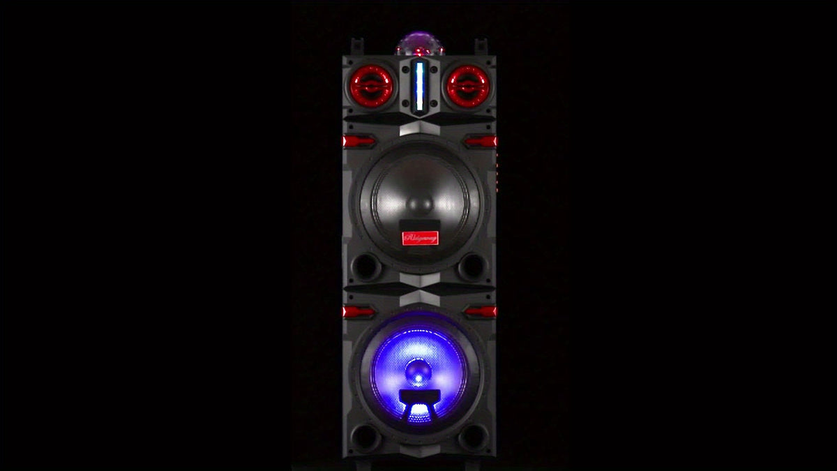 10" Dual Speaker System Built In BT for Wireless Connection, LED Party Lights, FM Radio, AUX/Microphone Inputs - Portable PA System for Parties, Karaoke, DJ (Includes Wired Mic)