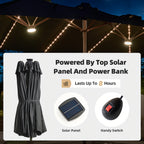15-Foot Double-Sided Patio Umbrella (Base Included), Large Outdoor Market Table Umbrella, 36 Solar-Powered LED Lights, 12 Heavy-Duty Ribs for The Patio Umbrella, Automatic Solar Charging Providing 8 Hours of Illumination, Suitable for Terrace, Deck