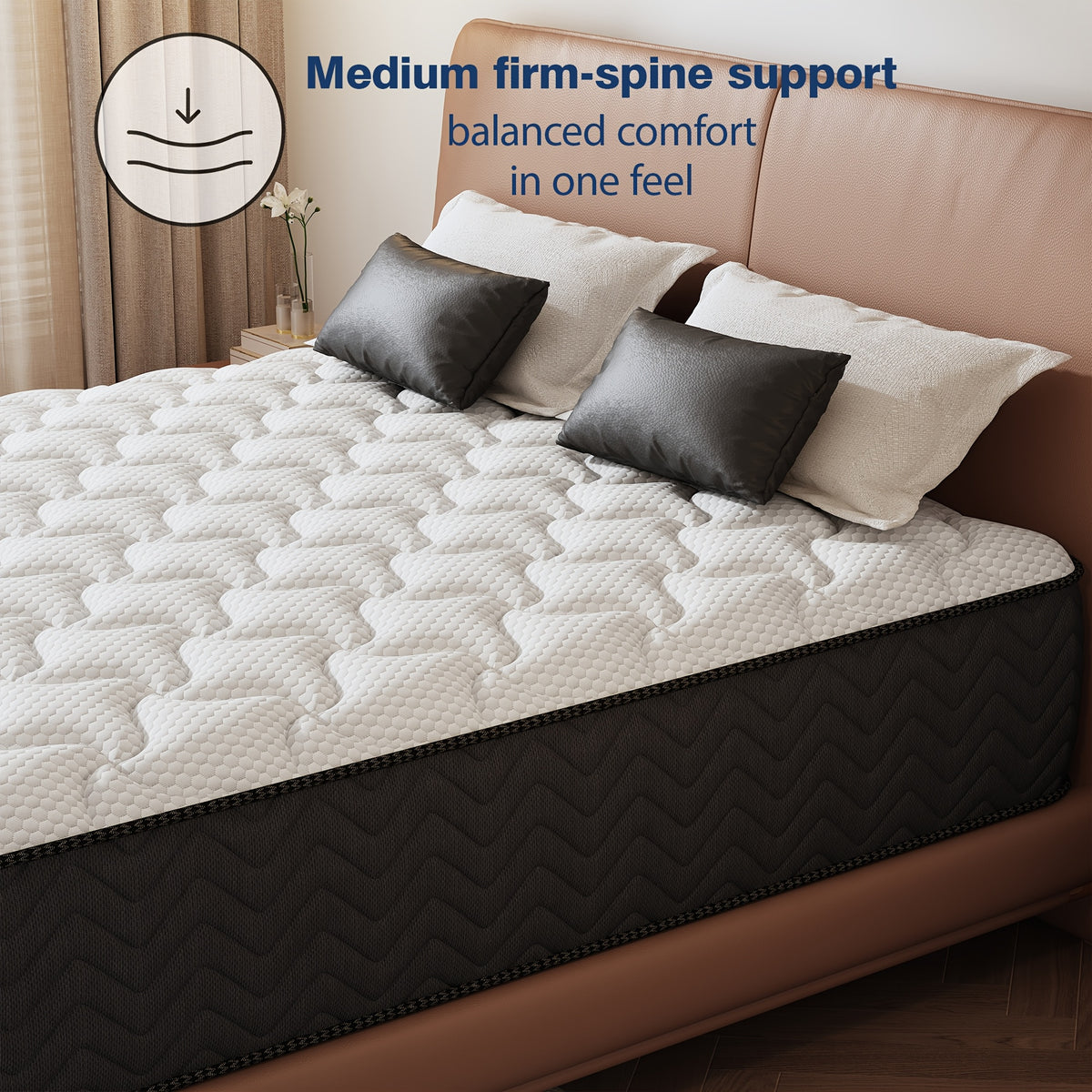 12/14 Inch Multilayer Hybrid Full Mattress Queen | Ergonomic Design with Memory Foam And Pocket Spring, Medium Firm Feel, Fire-Resistant, Polyester Cover, Woven Construction