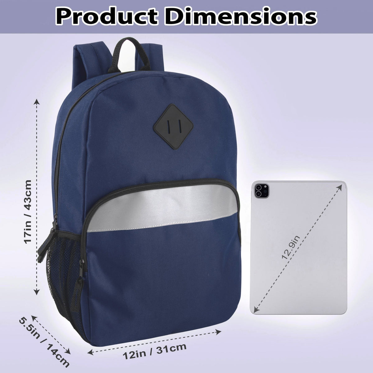 Trailmaker (24 Pack) 17" Backpack – Reflective School Backpack with Padded Straps, Water Bottle Pockets for Kids & Adults, School Travel Camp