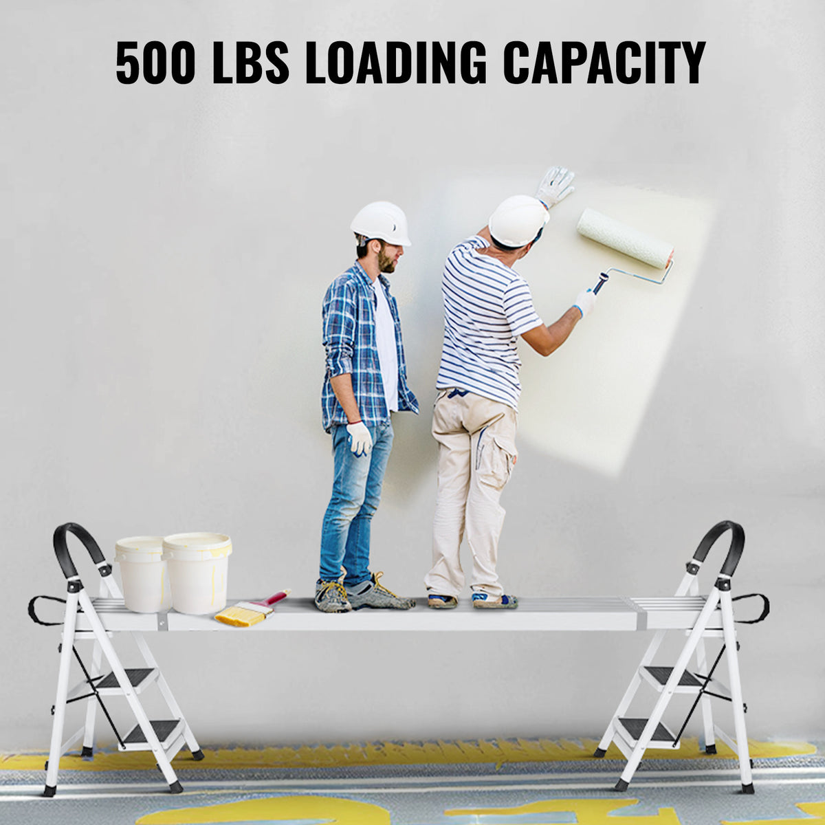 VEVOR Telescoping Aluminum Work Plank, 6-9/8-13/9-15 Feet 500lbs Capacity, 12.5 inch Width Aluminum Scaffold Plank,Extension Staging Plank with Skid-Proof Platform Scaffold Ladder Accessory