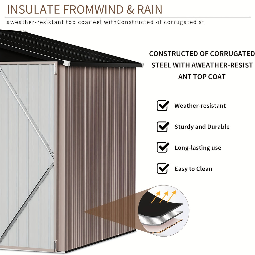 Outdoor Storage Shed with Padlock-Ready Doors and Sloped Roof for Garden Tools, Bikes or Seasonal Item Storage