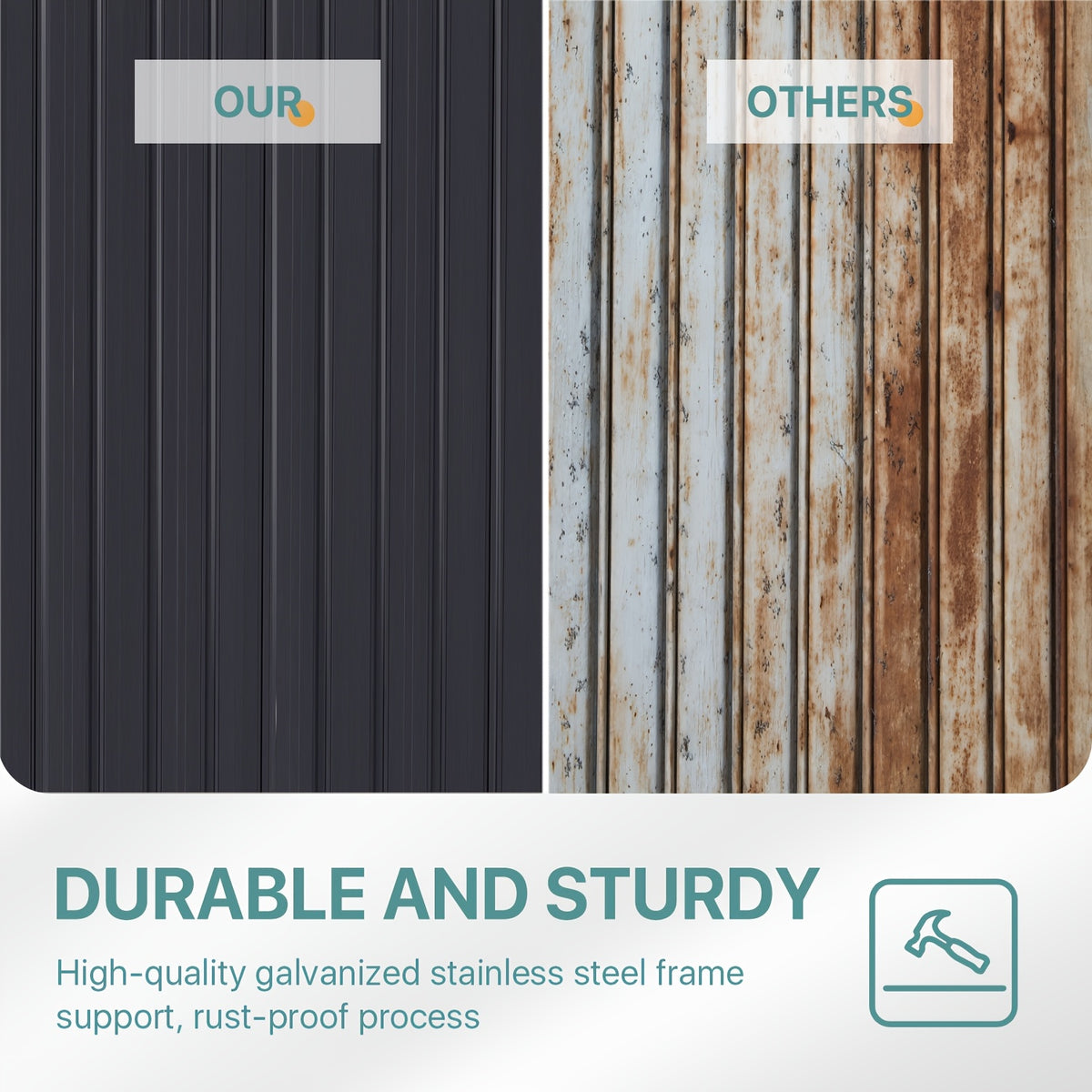 Nordivale 8 X 4/10X8/12X8 FT Outdoor Storage Shed with Sturdy Metal Frame - Lockable Triple Door Tool Sheds, Heavy Duty Storage Building for Bicycles, Lawn Tools Suitable All-Weather, Waterproof Garden Metal Trash Storage Sheds for Patio, Backyard
