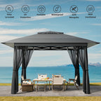 13 x 13 Ft Pop-Up Gazebo Tent with Mosquito Netting and Portable Roller Bag for Backyard or Garden Use