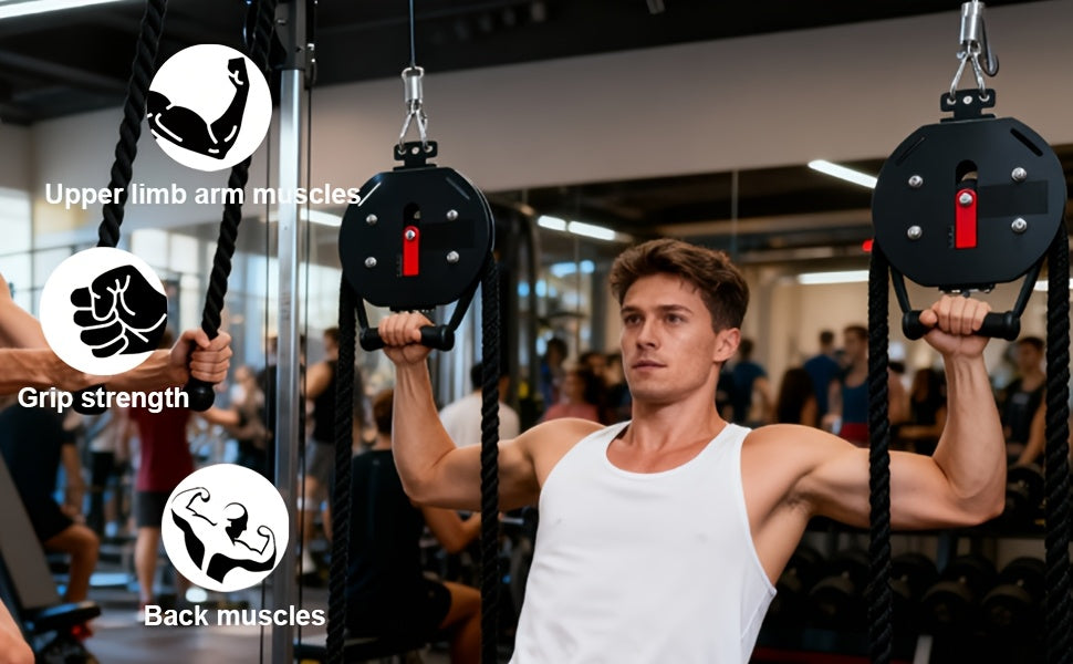 Endless Rope Trainer, Portable Cable Pulley System, Pulley Cable Machine System with Adjustable Resistance, Home Gym Equipment for Grip, Arms, Back, Body Coordination Exercises