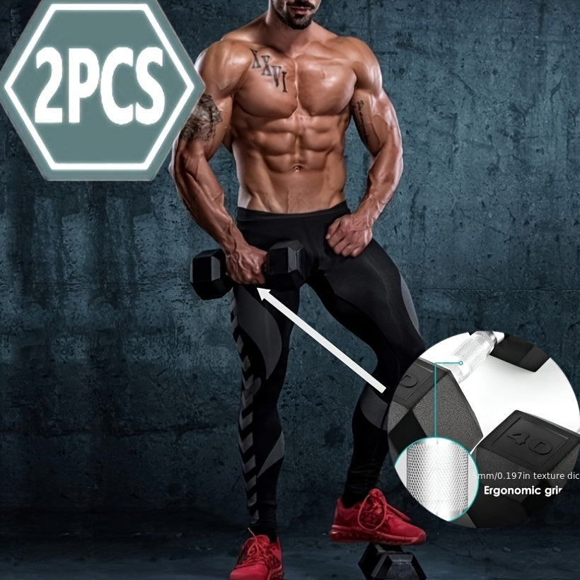 2pcs 60lb/65lb/70lb/75lb/80lb/85lb Dumbbell, Rubber-Coated Cast Iron Hex Shape, Perfect for Weightlifting & Strength Training