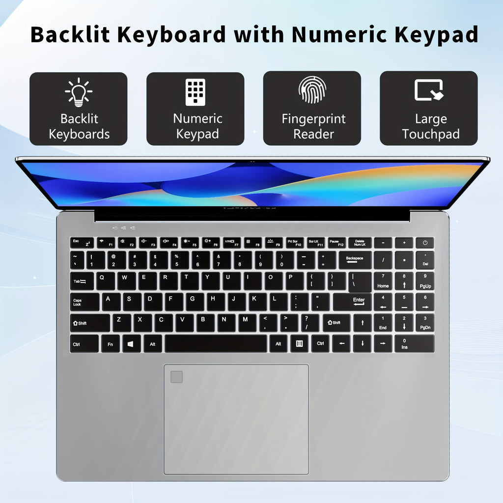 FUNYET 16 Inch Laptop Computer, Gaming Laptop, Intel 12th Gen N95 Processor(up to 3.4GHz), FHD 1920 * 1200, 180 Angle Opening, Fingerprint Unlock, Backlit Keyboard