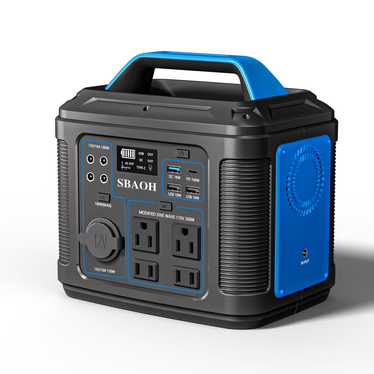 SBAOH Portable Power Station, 300W 296Wh Power Supply Quick Charge/110V AC Outlets/DC Ports And LED Flashlight, Lithium Battery Backup for Home Outdoor Travel Camping Blackout