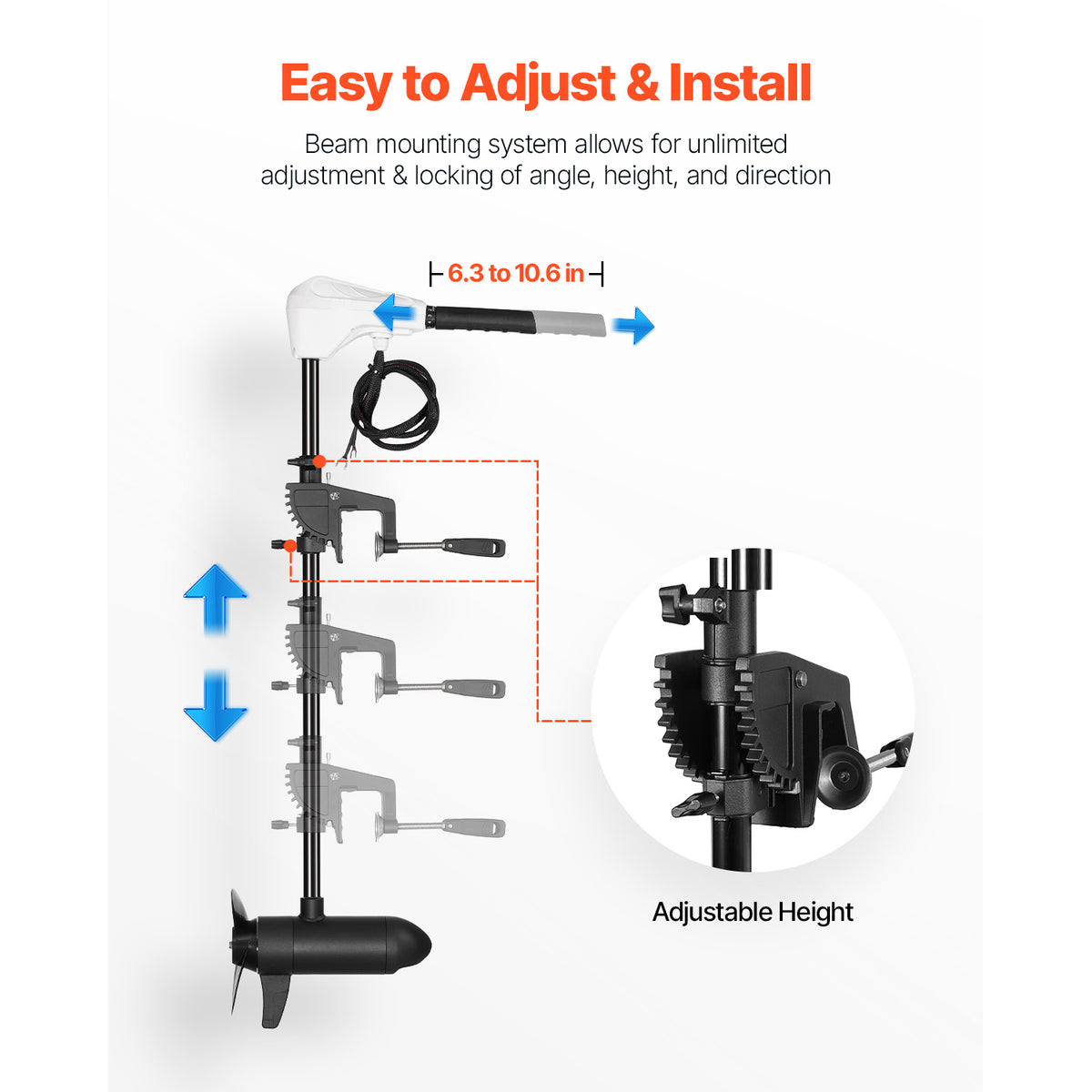86lb 24V Thrust Electric Trolling Motor Saltwater Trolling Boat Engine for Kayak