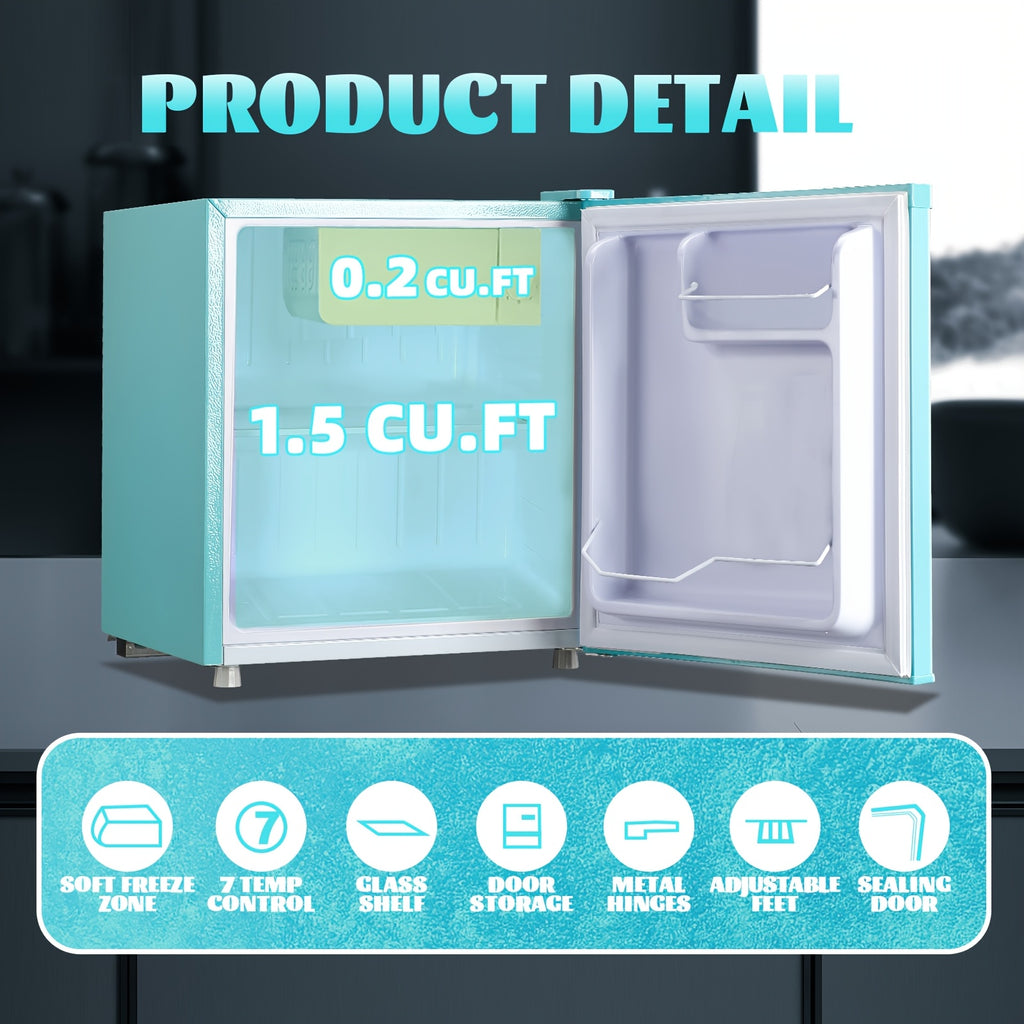 WANAI 3.6 Cu.Ft Mini Fridge with Freezer, 7 Adjustable Thermostat, Low Noise Small Refrigerator, Single Door Compact Refrigerator for Dorm, Office, Bedroom