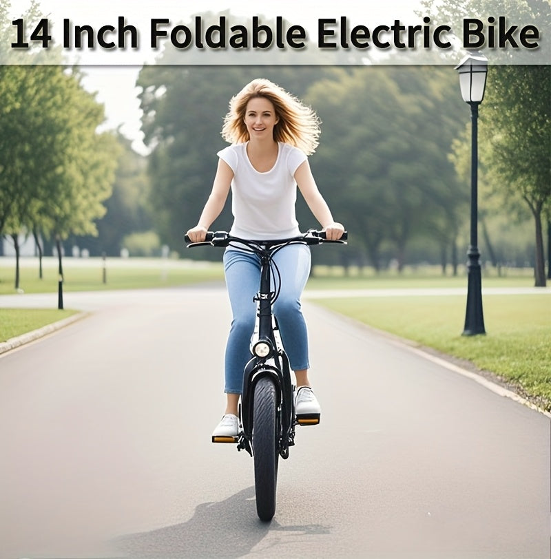 14 Inch Foldable Electric Bicycle,, 330 Pound Load-bearing Capacity, Max Speed Of 19MPH, 48V Lithium Battery, Range Of Approximately 18-28 Miles, Portable Folding Design, Outdoor Cycling Exercise, Urban Commuting Travel, Adult Gifts