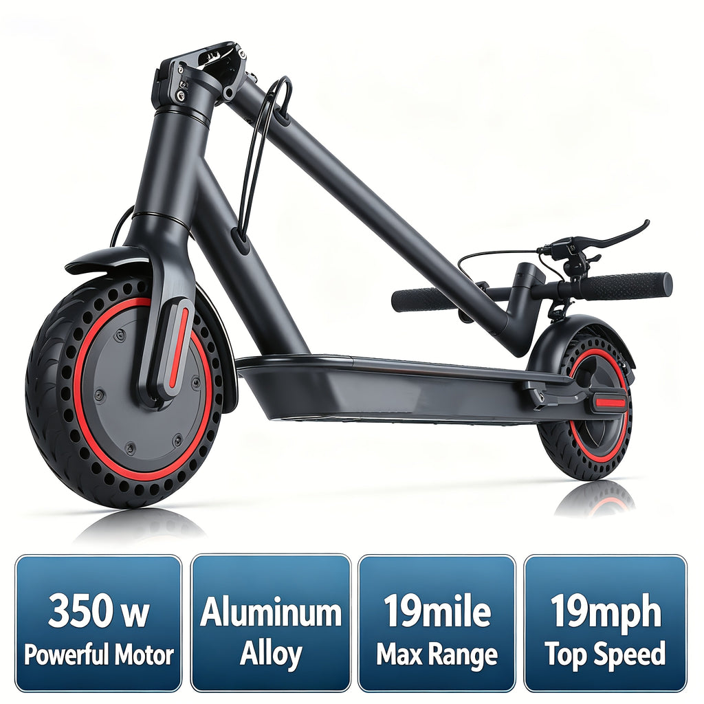 Long Distance Folding Adult Electric Scooter, 350W Motor, 8.5 Inch Anti-Slip Solid Tires, Smart APP& LCD Dashboard, 3 Adjustable Speeds, Dual Safe Brakes, LED Headlight Taillight, Built-in Bell, Aluminum Alloy Body, 265 LBS Load, Low Maintenance