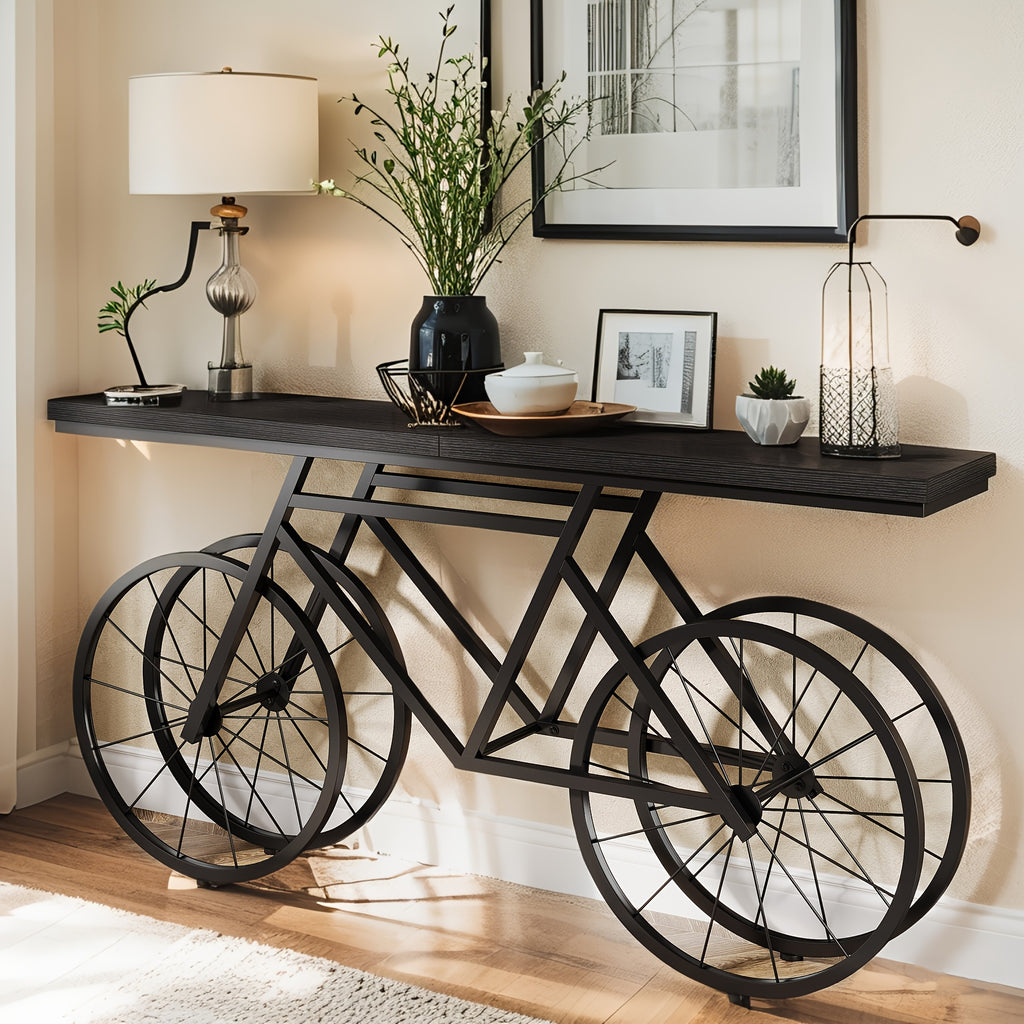 70.86'' Narrow Long Console Table - Modern Contemporary -Shaped Sofa Table with Engineered Wood & Metal Frame, Stain-Resistant Entryway Table Suitable for Hallway, Living Room, Bedroom - Assembly, Space-Saving