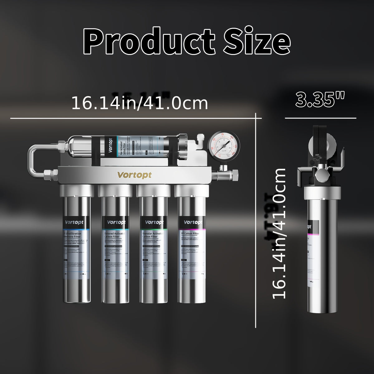 Drinking Water Filter, Reverse Osmosis Filter, 5-Stage Water Filtration Can Remove And Chlorine, with Independent Faucet, Real-Time Pressure Monitoring, Countertop, Under-Sink, Wall-Mounted Installation