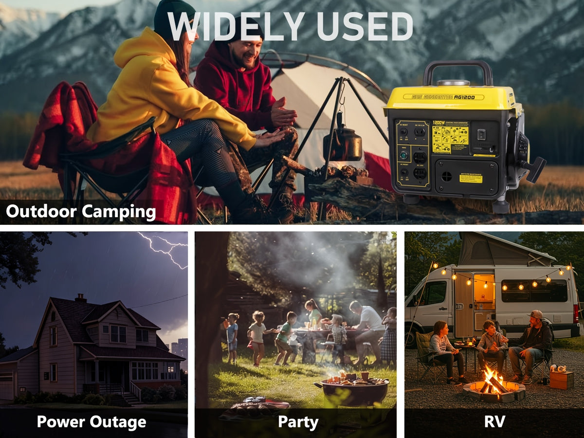 Aceup Energy 1200W Portable Gas-Powered Generator, Small Carrying Handle Generator For Camping, Home, Urgent Use, 1200W Peak Watts, 900W Running Watts