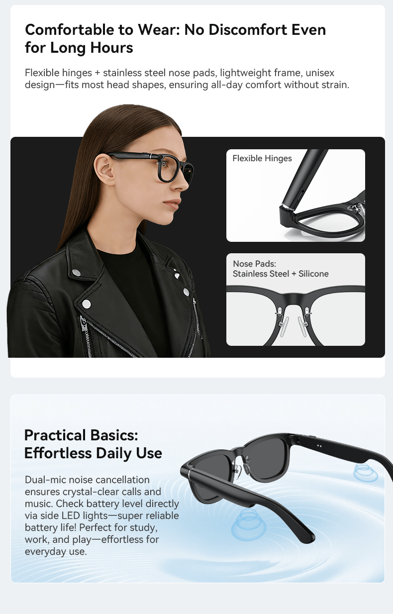 [Valentine's Day Gift] Smart Camera Glasses, 800MP Photochromic Lenses, 160+ Languages Real-time Translation, AI Voice Assistant, First-Ever Temple Battery Indicator, Charging Case with Battery Display, Anti-Shake Shooting, Emergency Charging