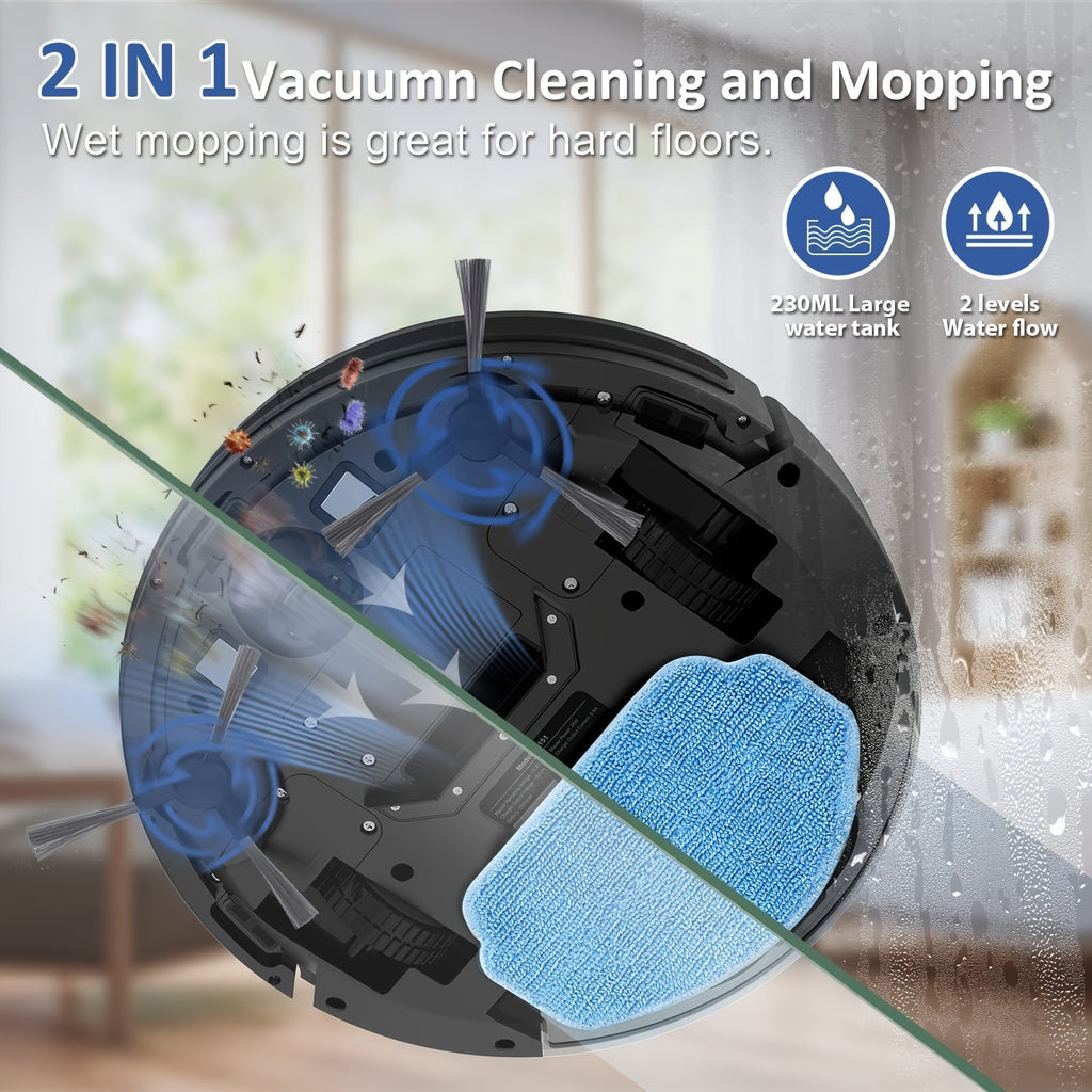 MAMNV 3-In-1 Intelligent Robot 5000Pa Vacuum Cleaner, Automatic Charging Fixed-Point Sweeper, Voice, App Control And Wet Suction Mopping of Water Tank Dust Box, Used for Smart Home Cleaning, Birthday And New Year Gifts
