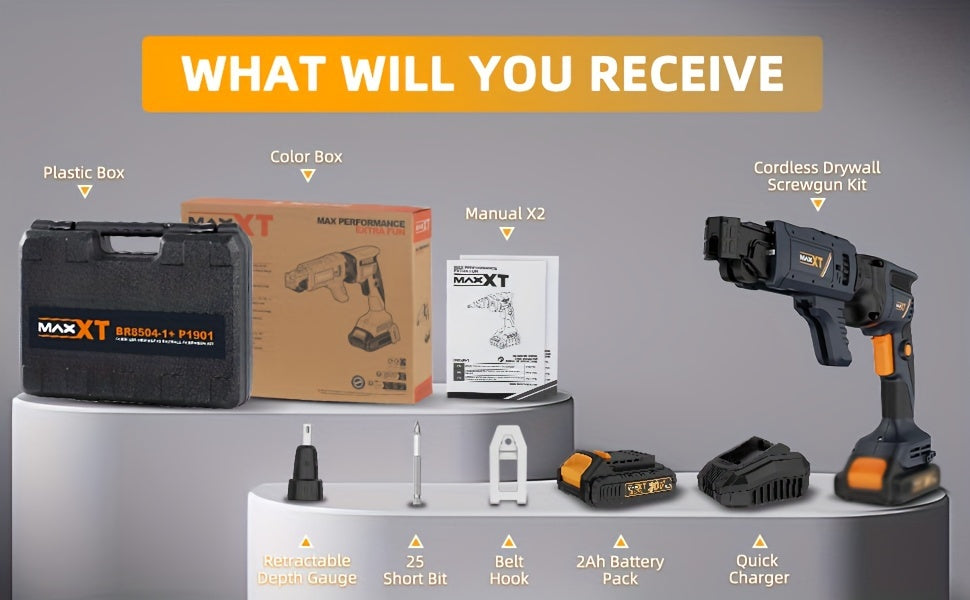 Drywall Screw Gun – MAXXT 20V Cordless Autofeed Screwdriver for Drywall Installation and Construction Projects