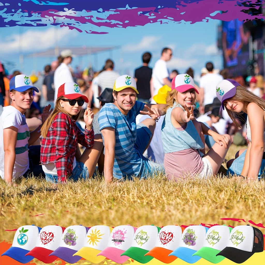 100 Pack Sublimation Blank Baseball Caps Bulk Adjustable Mesh Trucker Hats Polyester Mesh Caps for Women Men