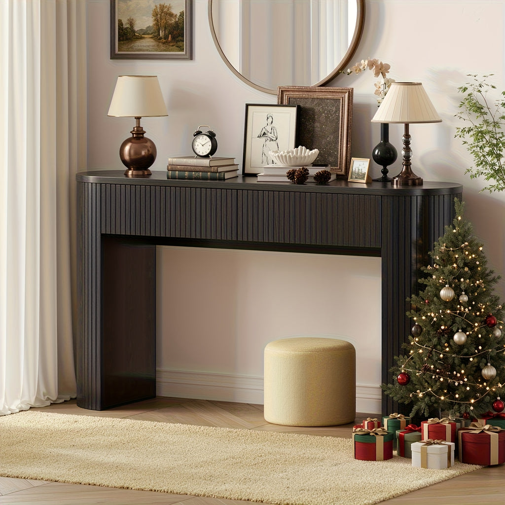 Console Table for Entryway or Behind the Sofa with Two Storage Drawers and a Clean Fluted Front Design