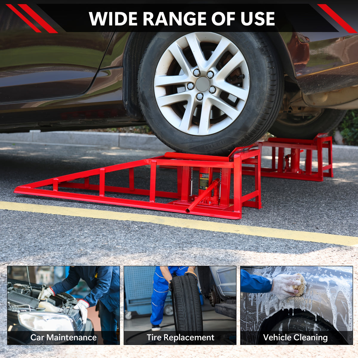 2pcs Hydraulic Car Ramps 5T, Low Profile Truck Lift Service Ramps for Oil Changes, Truck Trailer Garage, for Home Garage, Vehicle Auto Garage Repair