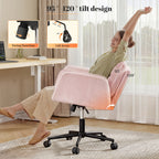 Office Criss Cross Chair with Wheels & Armrests, Comfy Wide Vanity Chair, Height Adjustable Computer Office Desk Chairs for Home, Makeup, Bedroom, Stable & Comfortable