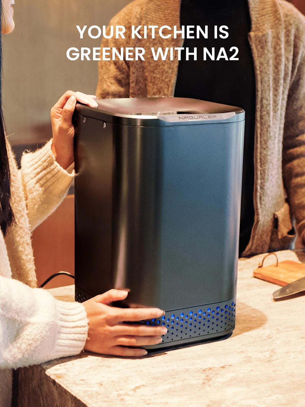 Smart Kitchen Electric Waste Composter, 2.5L Auto Food Cycler, Single Button, Grind Dry Kitchen Waste, 2X Drying- Electric Countertop Compost Bin (Stainless Steel)