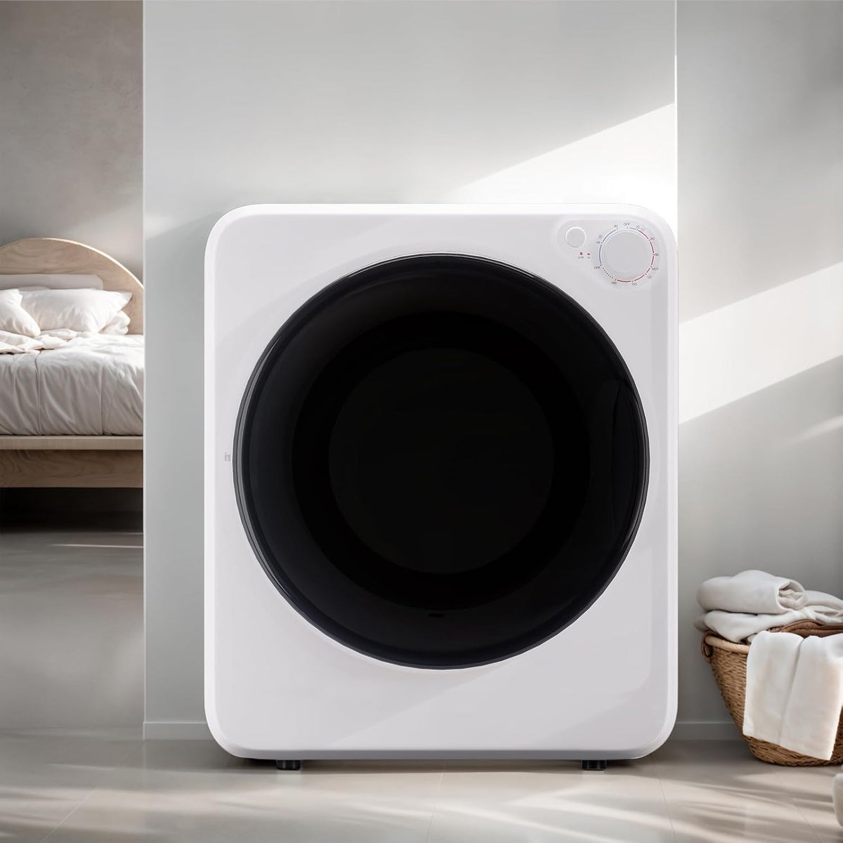 [Portable Compact Dryer] 2.6 Cu.Ft Portable Clothes Dryer, Compact Dryer With Stainless Steel Tub, 5 Modes Auto Stop & Easy Control Electric Dryers, Ideal For Laundry, Apartments, Dorms, RVs, White