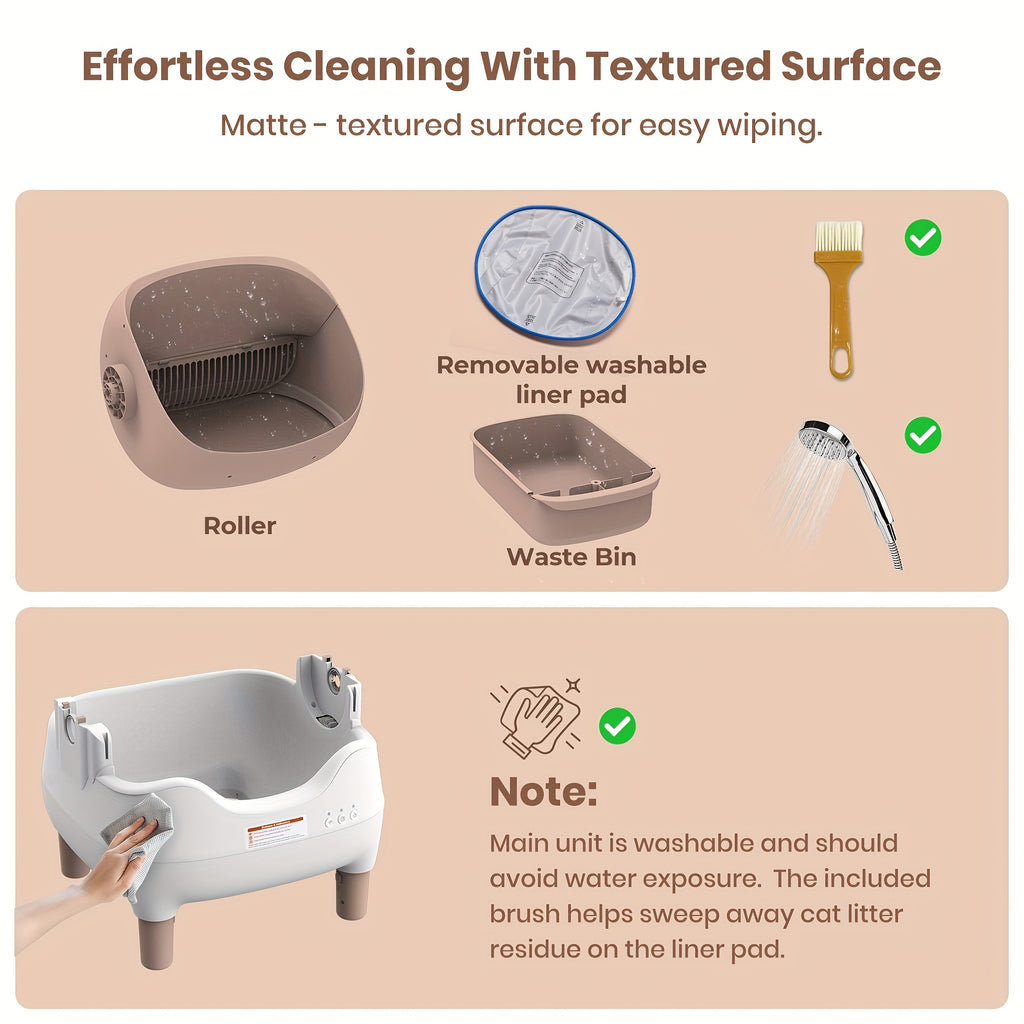 Large Smart Self-Cleaning Cat Litter Box, App-Controlled Automatic Cleaner with 3.43Gal Big Capacity, 2.4G Wifi Cat Litter Box with Odor Removal, 14-Day Hands Free Scoopless Care, Auto-Scoop, Ideal for Busy Pet Owners, 1 Brush, Trash Bags And 1 Mat