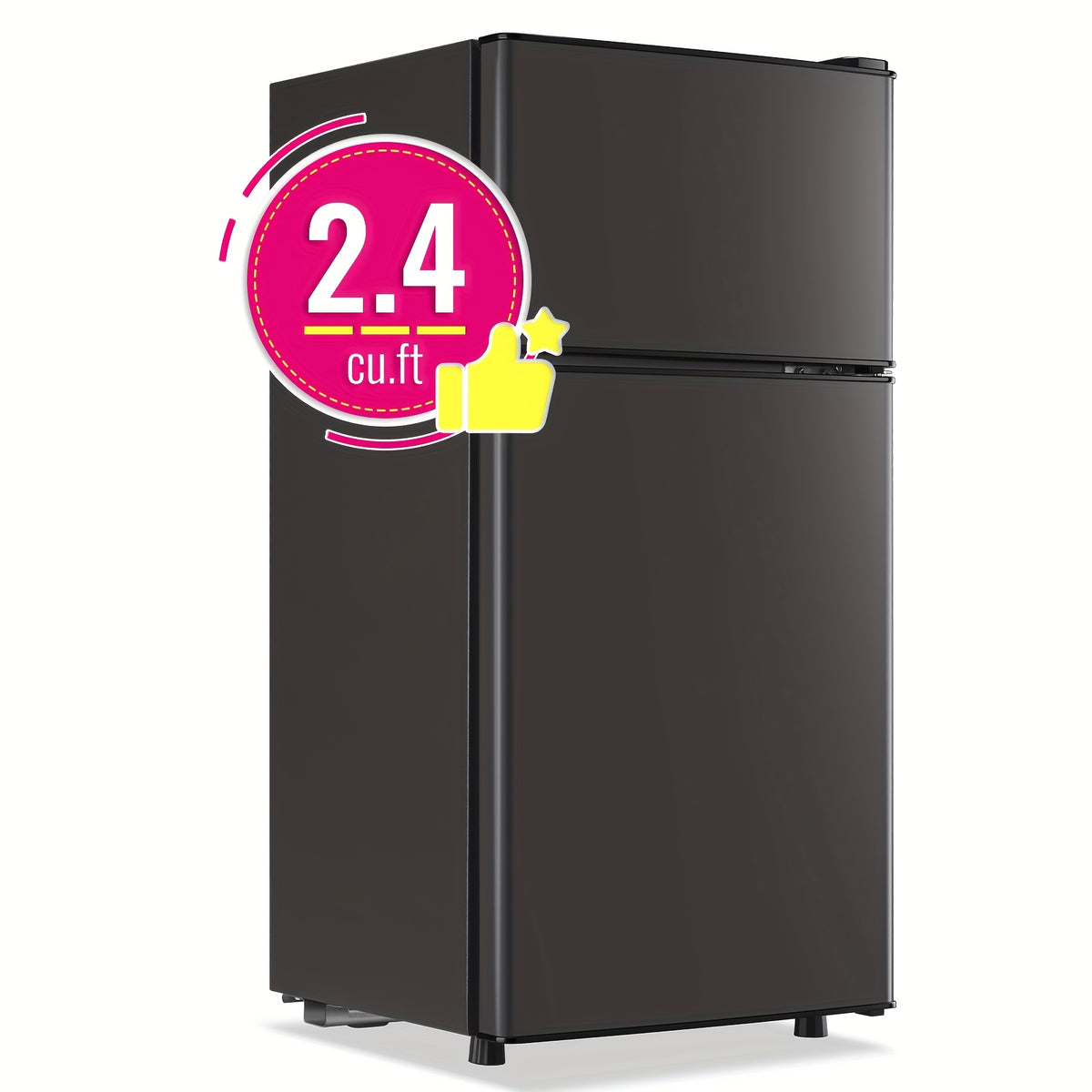WANAI Compact Refrigerator 2.4 CU.FT Mini Fridge with Freezer Single Door Adjustable Temperature Side Door Wire Rack Suit for Dorm Office Apartment