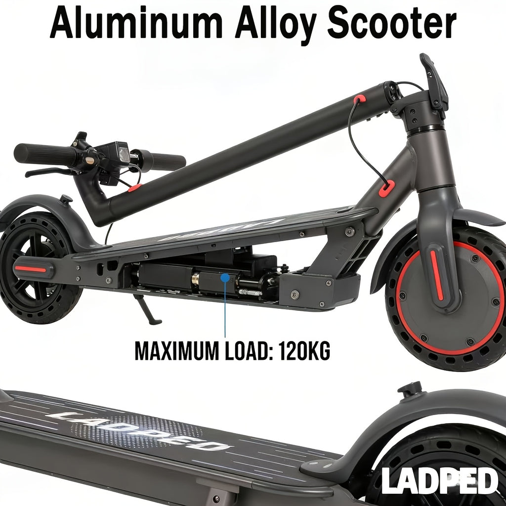 Lightweight Quick Foldable Electric Scooter for Adults, 350W Motor, 8.5 Inch Solid Anti-Slip Tires, APP & LCD Dashboard Control, Dual Brakes Safety Bell, Up to 265LBS Load, Long Range Commuter E-Scooter, Durable Aluminum Alloy Body