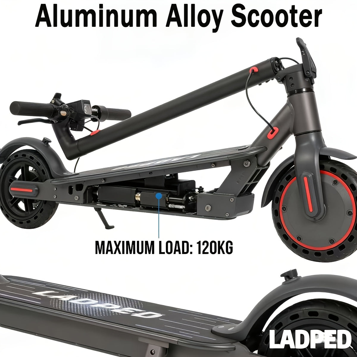 Lightweight Quick Foldable Electric Scooter for Adults, 350W Motor, 8.5 Inch Solid Anti-Slip Tires, APP & LCD Dashboard Control, Dual Brakes Safety Bell, Up to 265LBS Load, Long Range Commuter E-Scooter, Durable Aluminum Alloy Body