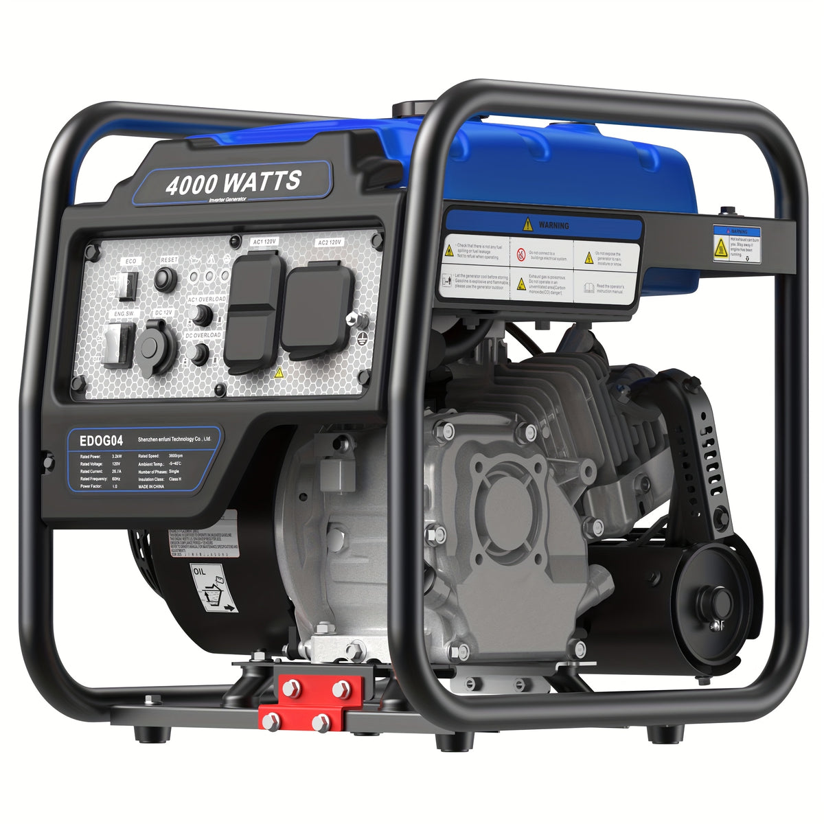 Portable Generator, 4000W High Power, Four Stroke, High Power, Suitable for Blizzard Hurricane Weather, Camping, Home RV Backup Power Dual 120V AC Sockets, USB And C-Type Ports, Reliable Power Support
