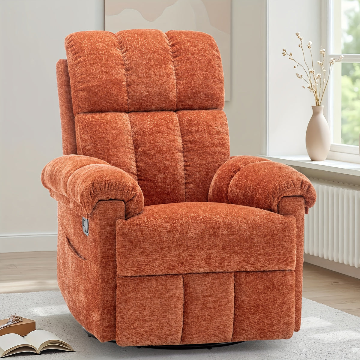 A Solitary Chair for The Living Area, a Reclining Chair That Swivels, a Rocking Recliner for Grown-Ups, Compact Recliners Suitable for Limited Spaces, a Manual Upholstered Recliner Featuring Side Pockets