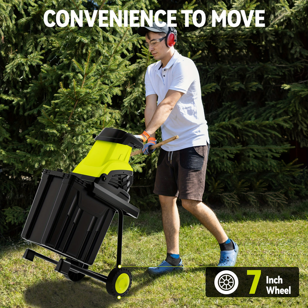 Wood Chipper, 1800W High Power Garden Branch Shredder, 15-Amp Electric Brushless Wood Chipper, Garden Tools With 10 Gallon Collecting Bin, Easy To Clean For Branches, Leaves And Yard Cleanup, Fathers Day Gift